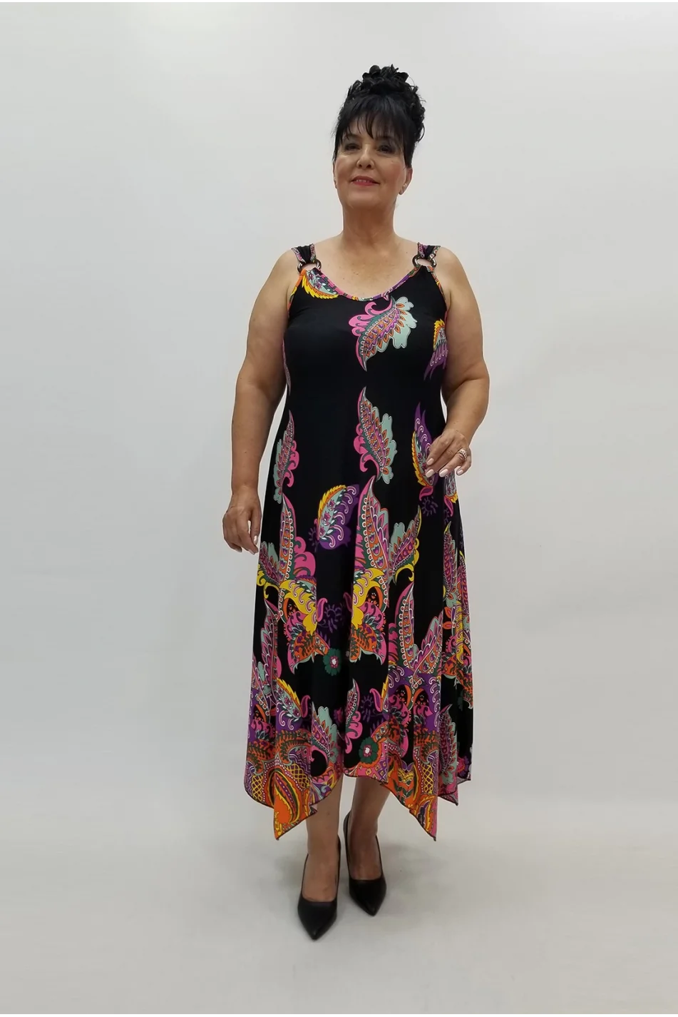 Miraggio Büyük Beden Elbise 99799 SİYAH/MOR