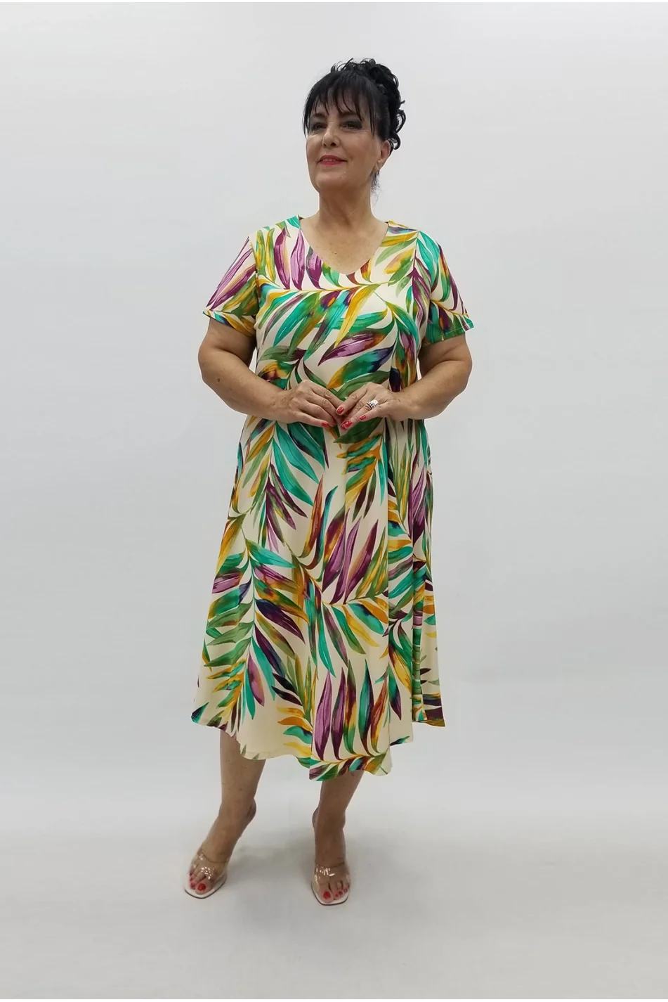 Miraggio Büyük Beden Elbise 99810 KREM