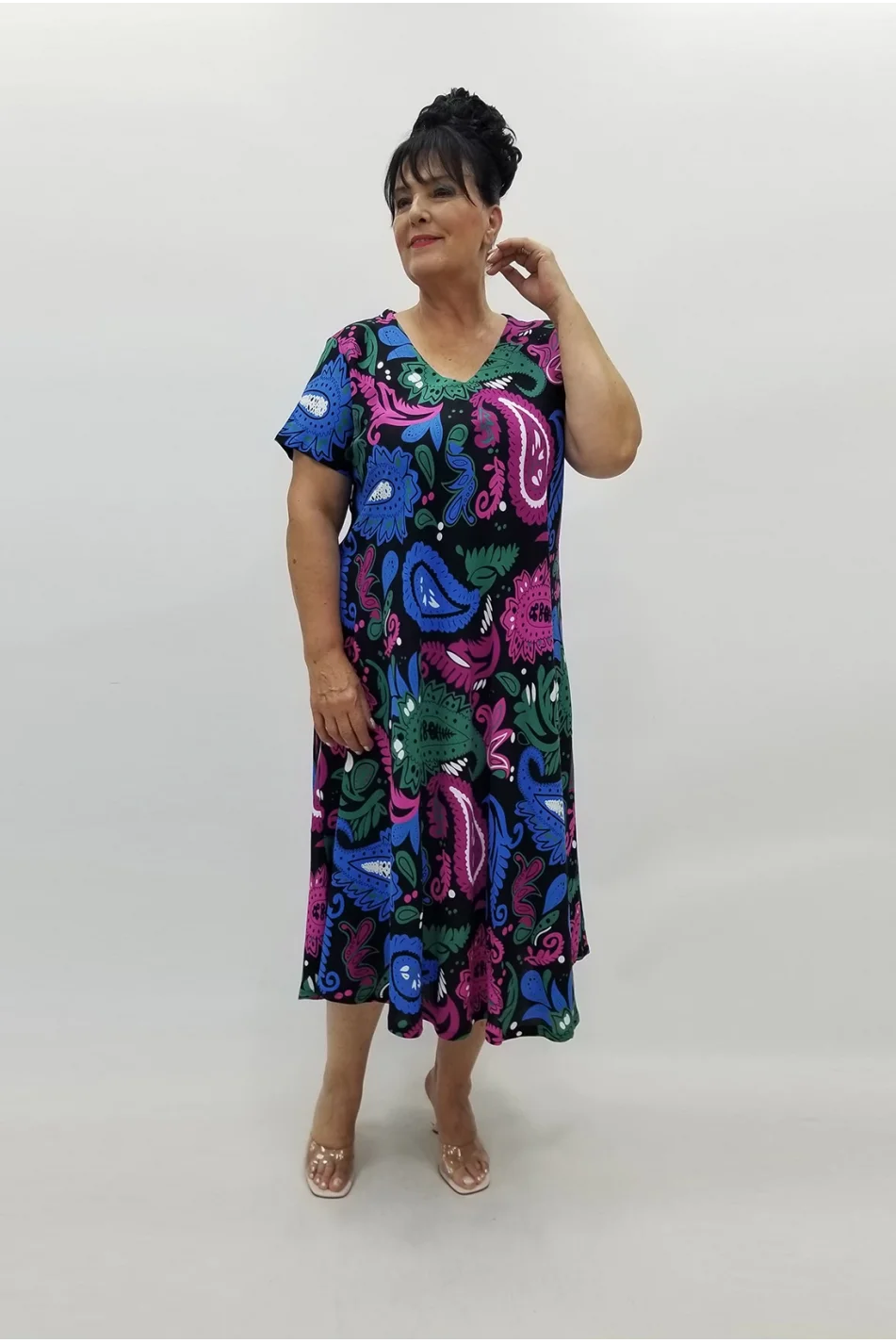 Miraggio Büyük Beden Elbise 99810 SİYAH/SAKS