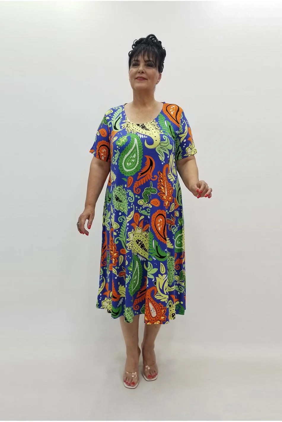 Miraggio Büyük Beden Elbise 99813 SAKS/YEŞİL