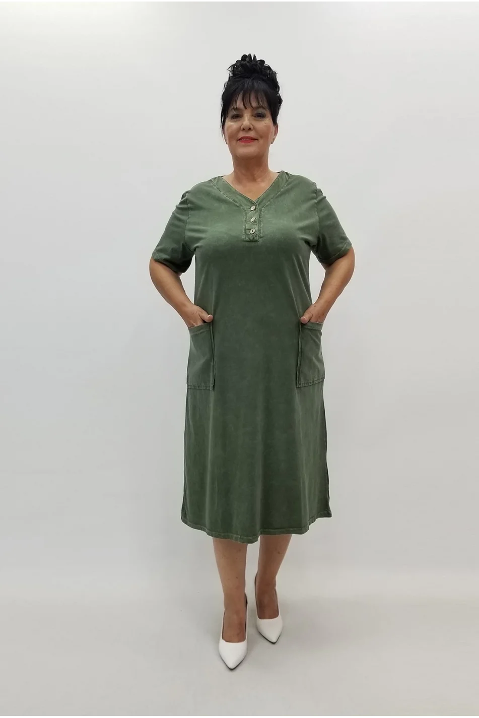 Miraggio Büyük Beden Elbise 99816 HAKİ