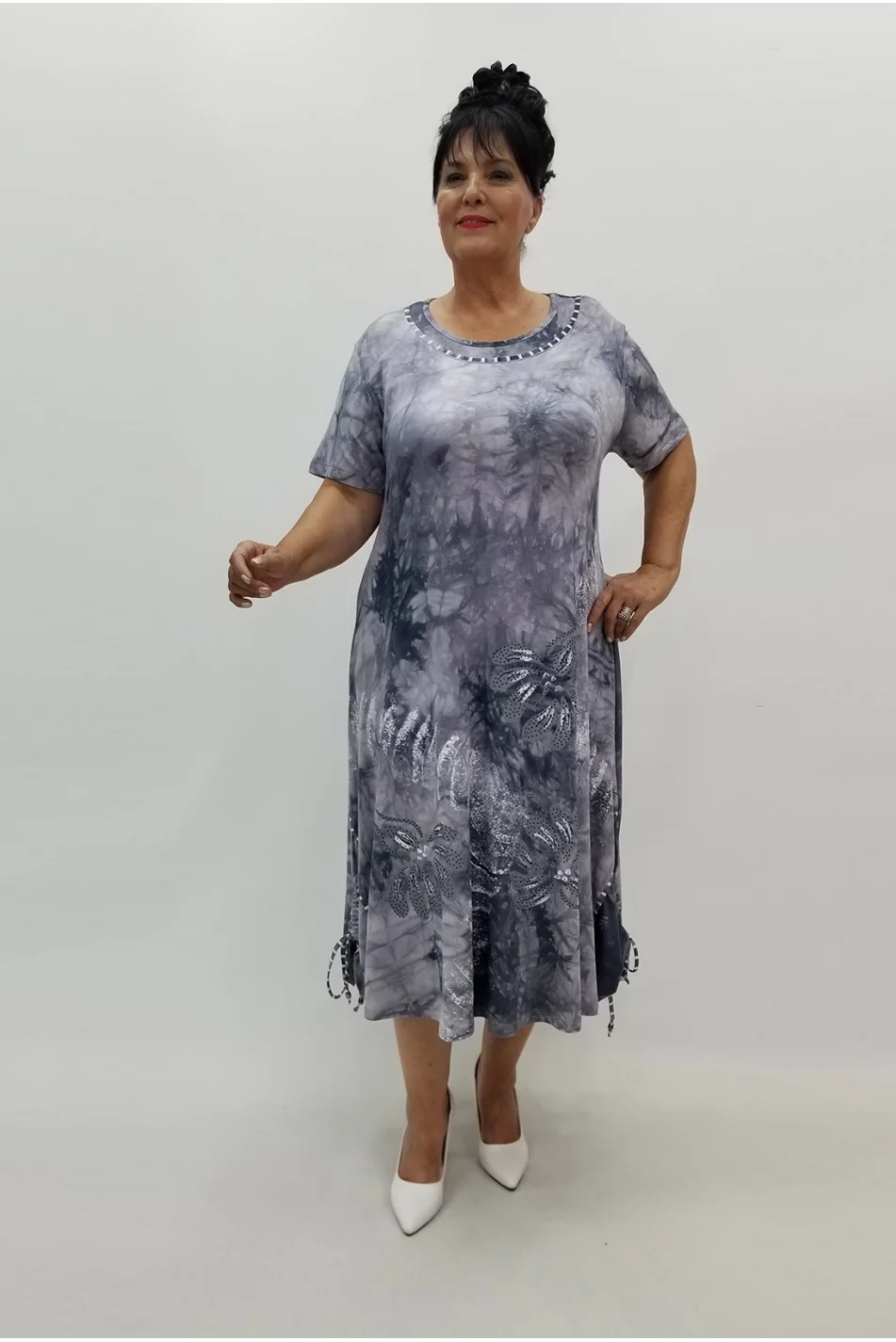 Miraggio Büyük Beden Elbise 99861 GRİ