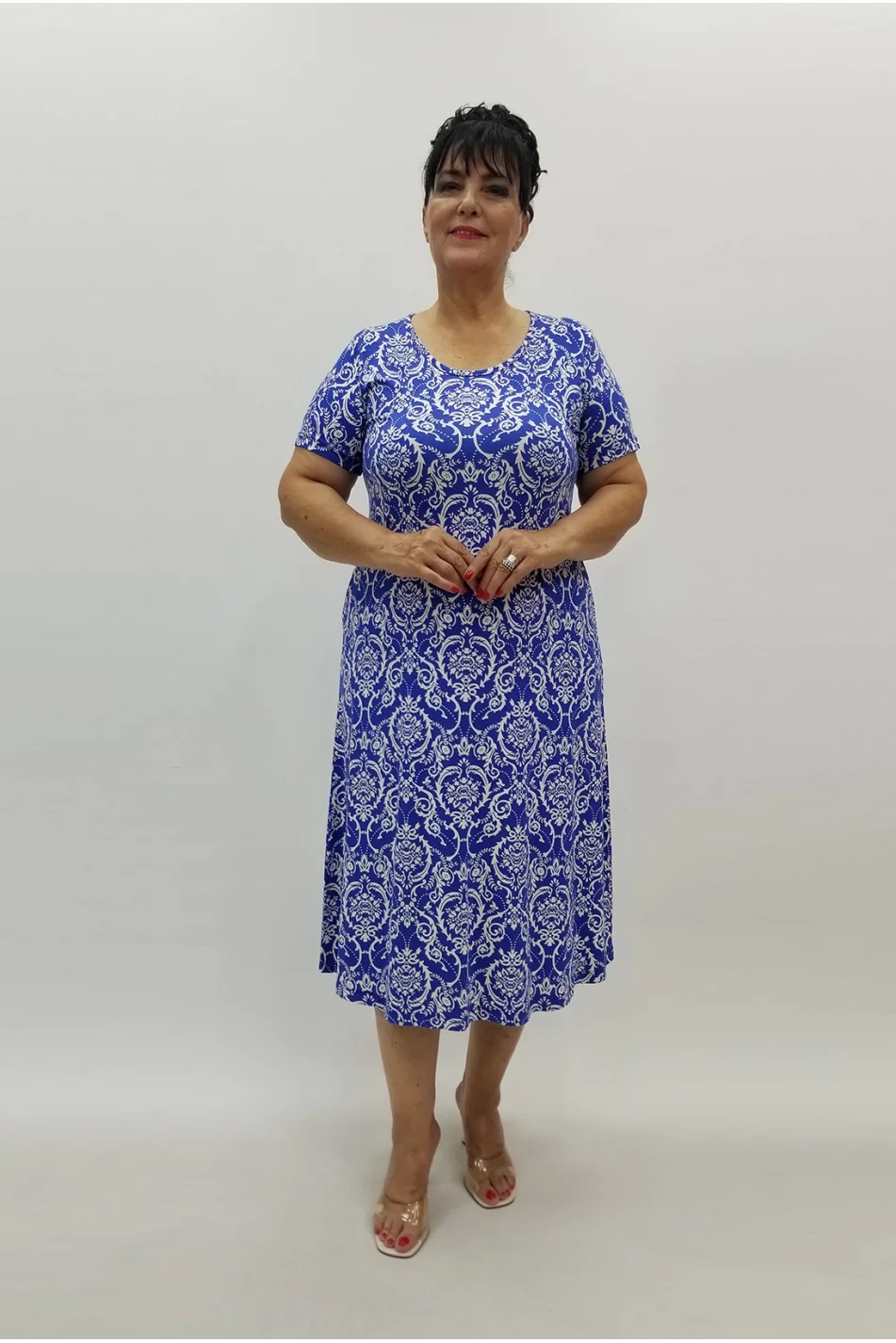 Miraggio Büyük Beden Elbise 99883 BEYAZ/SAKS