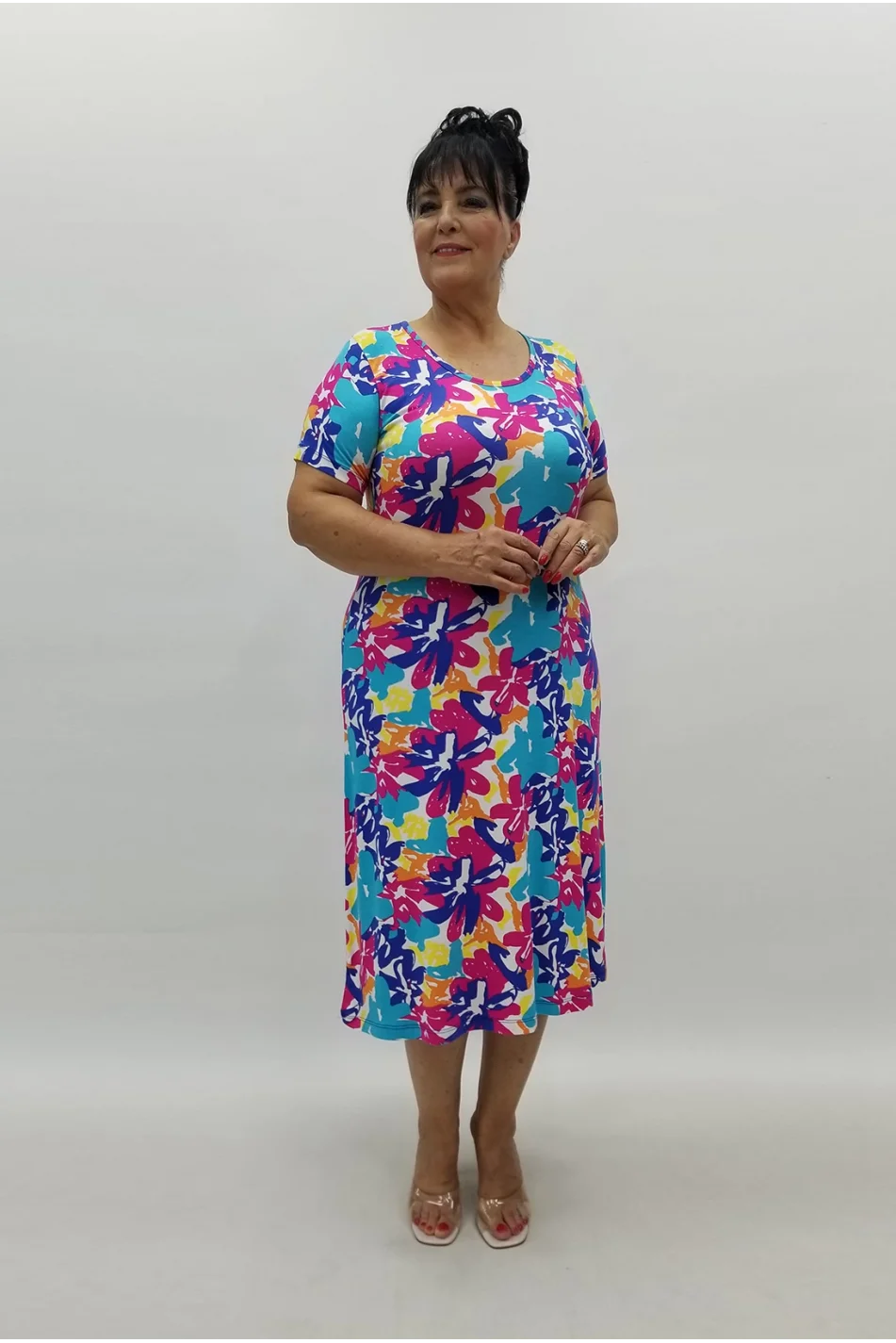 Miraggio Büyük Beden Elbise 99883 SAKS/FUŞYA