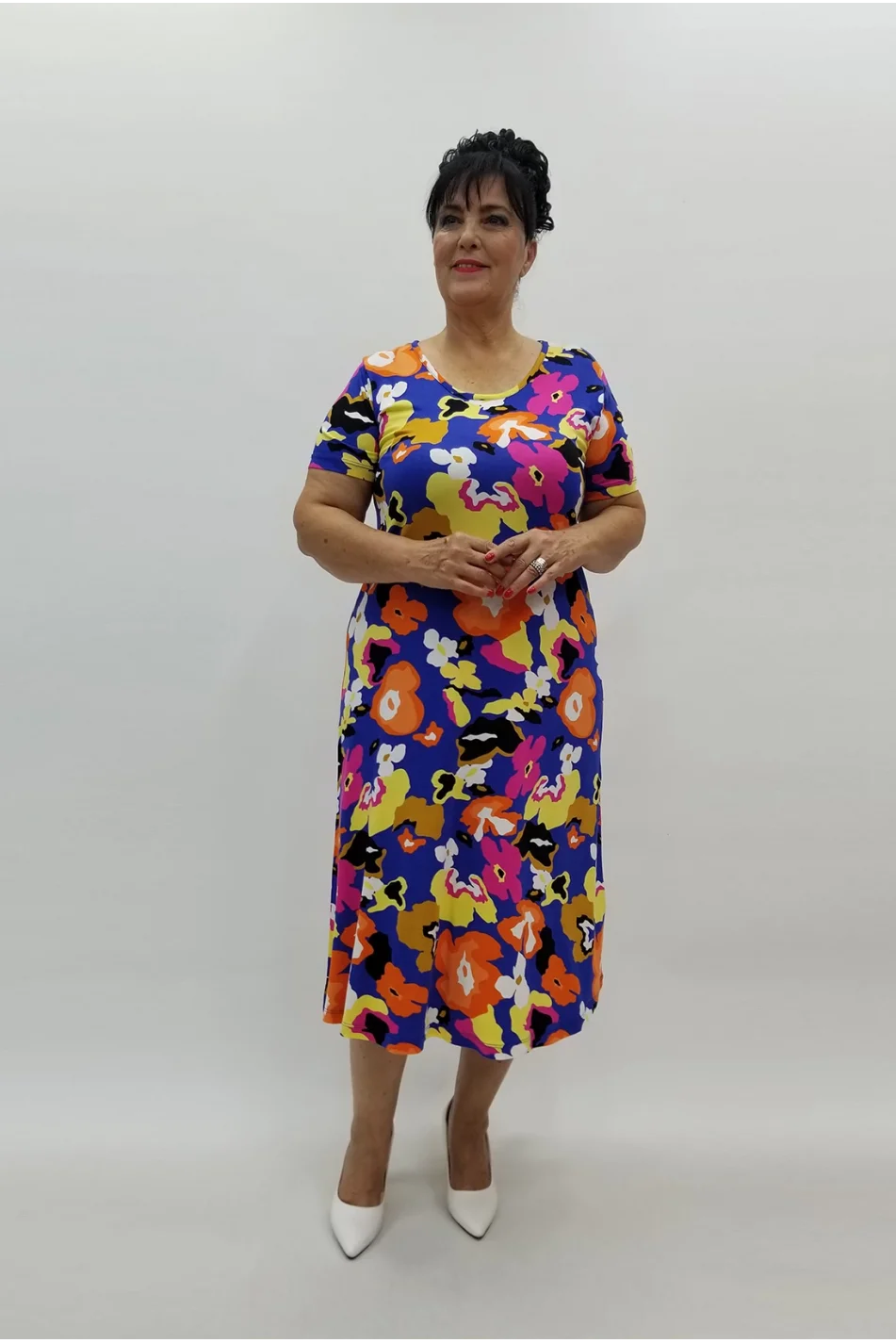 Miraggio Büyük Beden Elbise 99883 SAKS/ORANJ