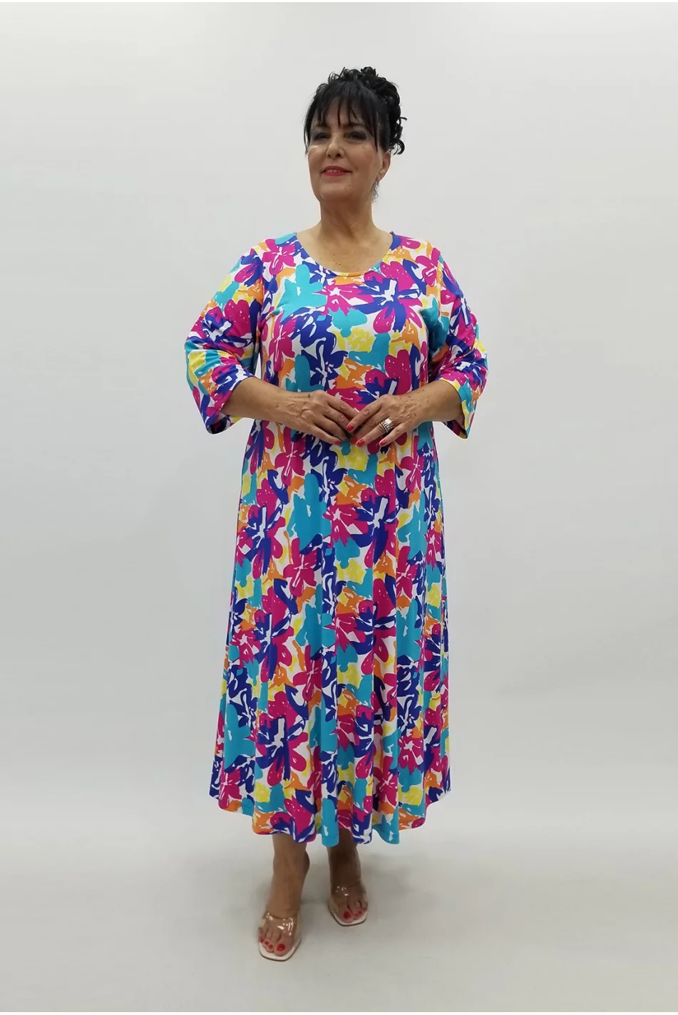 Miraggio Büyük Beden Elbise 99884 SAKS/FUŞYA