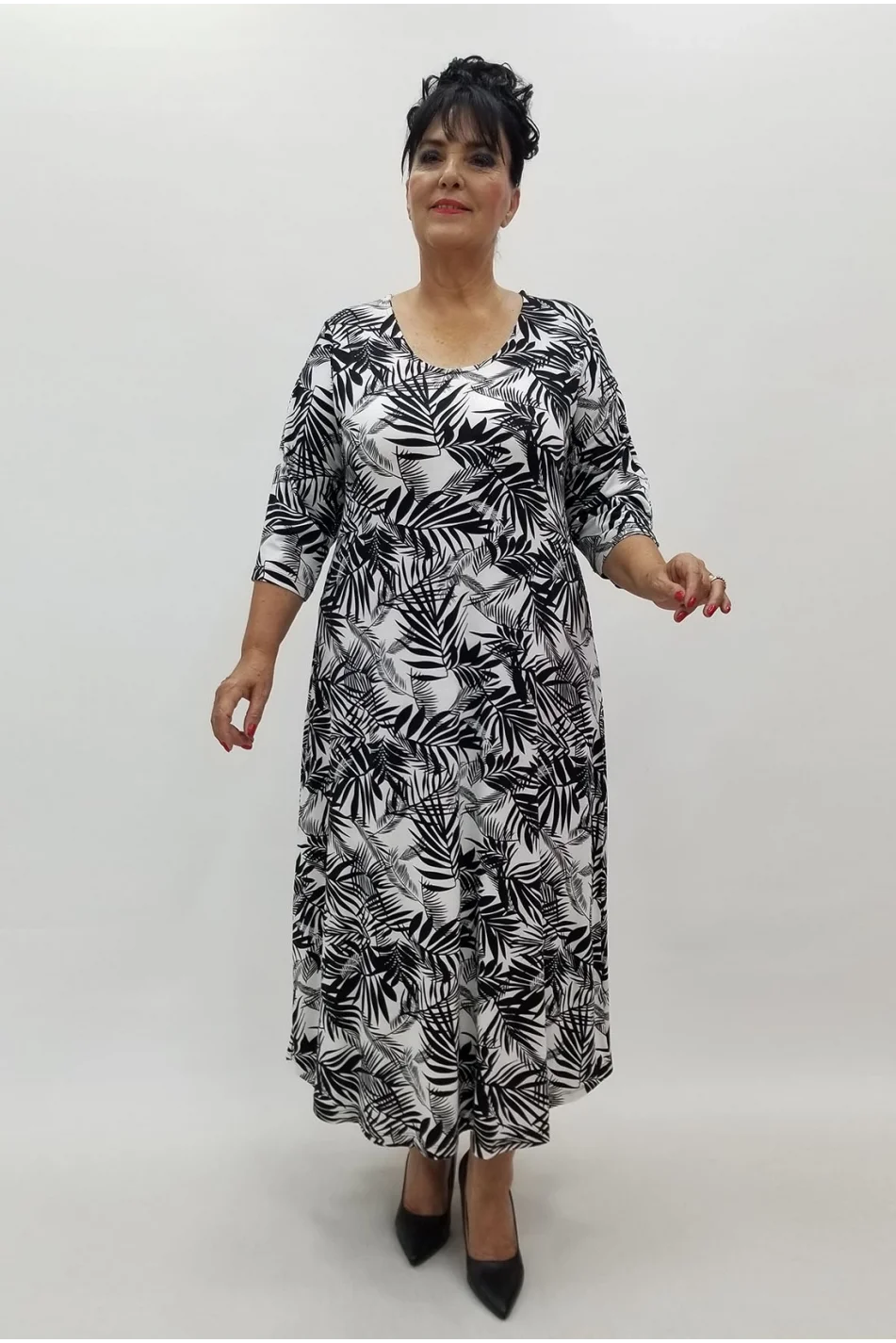 Miraggio Büyük Beden Elbise 99884 SİYAH/BEYAZ