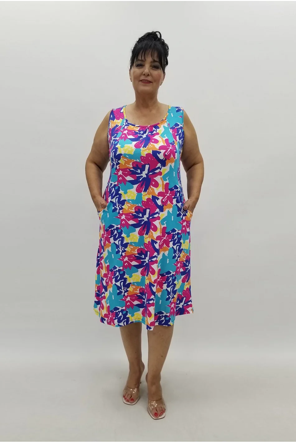 Miraggio Büyük Beden Elbise 99886 SAKS/FUŞYA