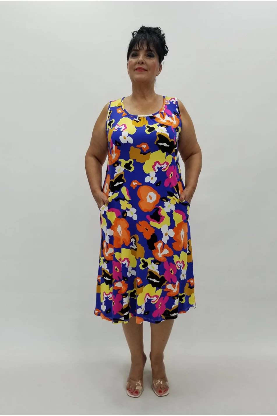 Miraggio Büyük Beden Elbise 99886 SAKS/ORANJ