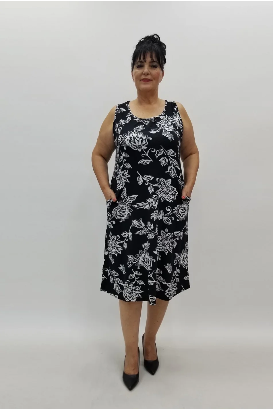 Miraggio Büyük Beden Elbise 99886 SİYAH/BEYAZ