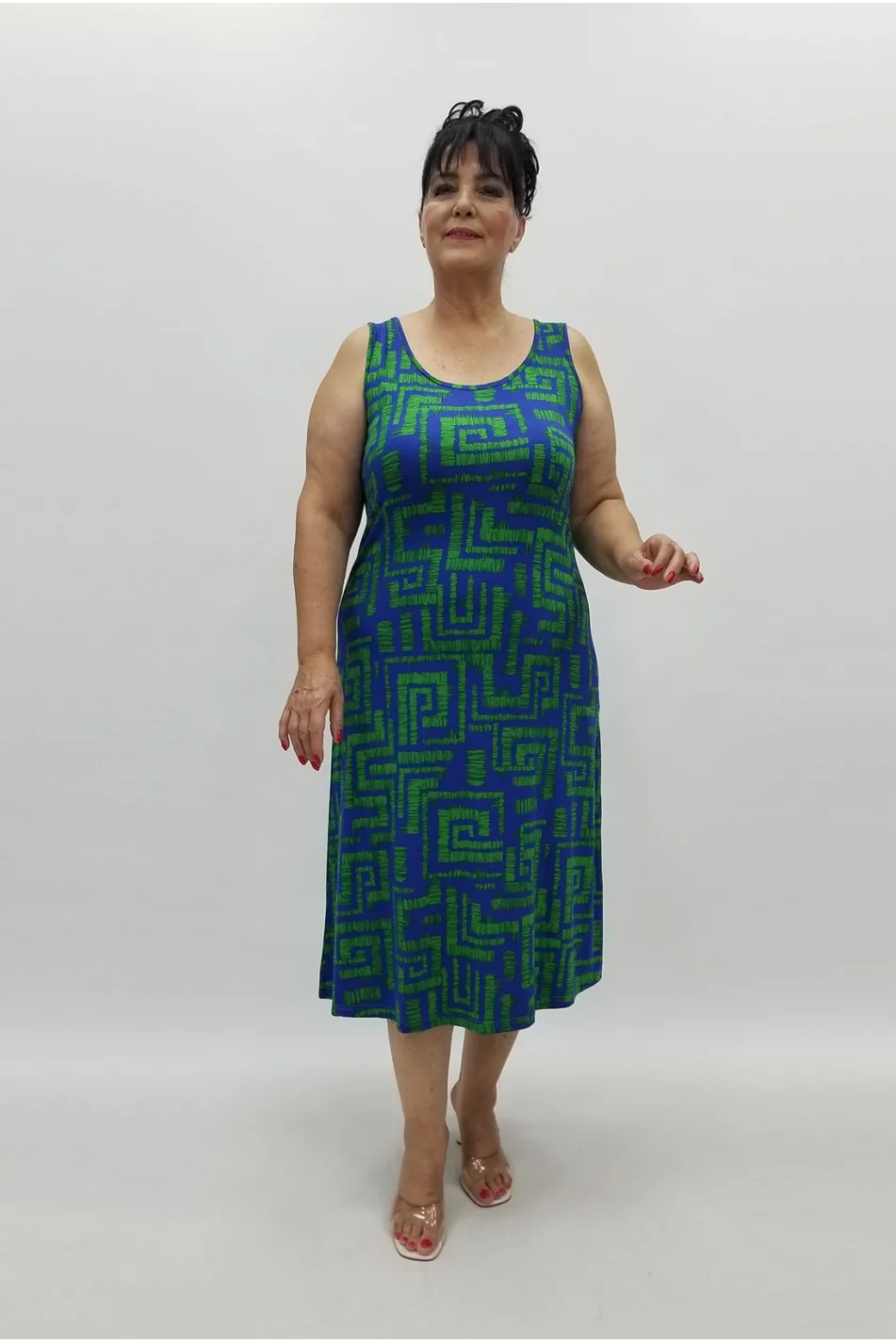 Miraggio Büyük Beden Elbise 99888 SAKS/YEŞİL