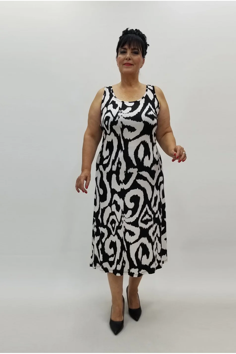 Miraggio Büyük Beden Elbise 99888 SİYAH/BEYAZ