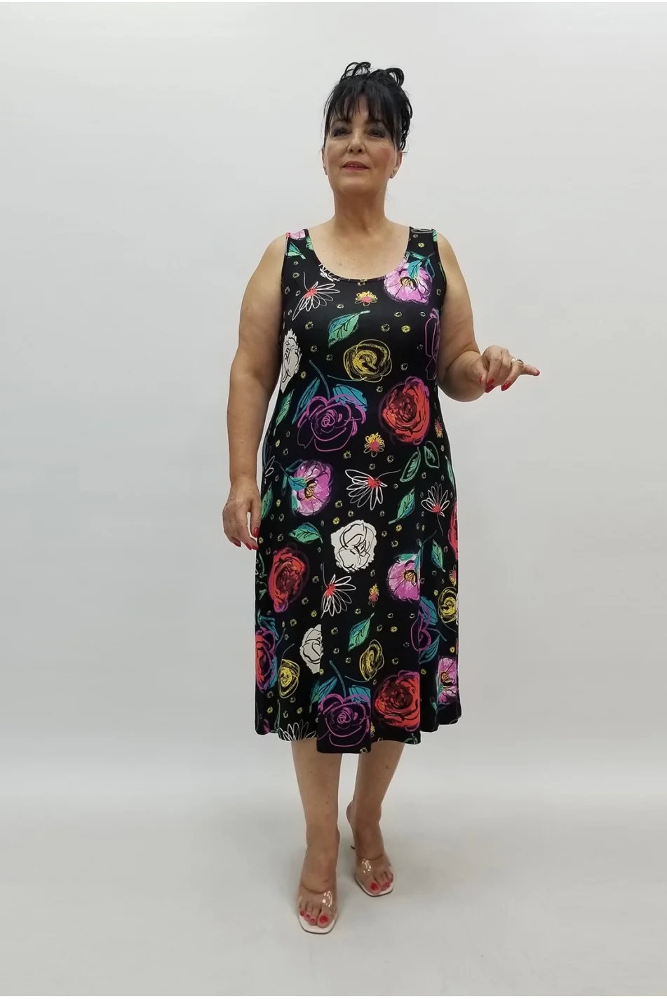 Miraggio Büyük Beden Elbise 99888 SİYAH/FUŞYA