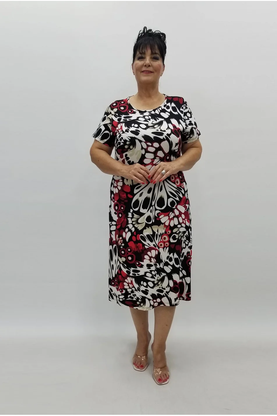 Miraggio Büyük Beden Elbise 99889 SİYAH-KIRMIZI