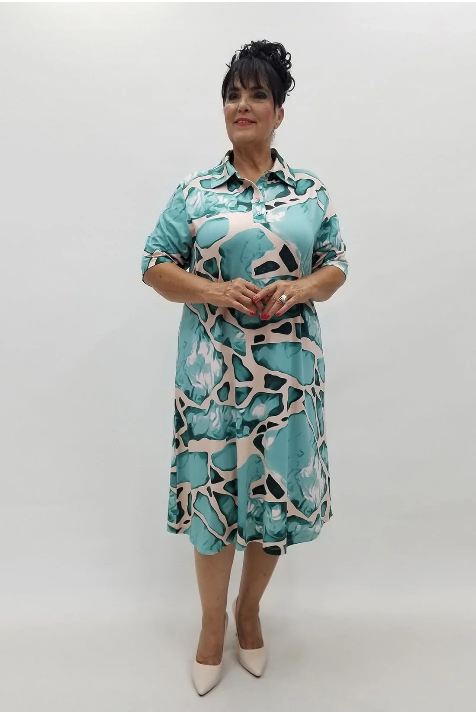 Miraggio Büyük Beden Elbise 99921 MİNT YEŞİL