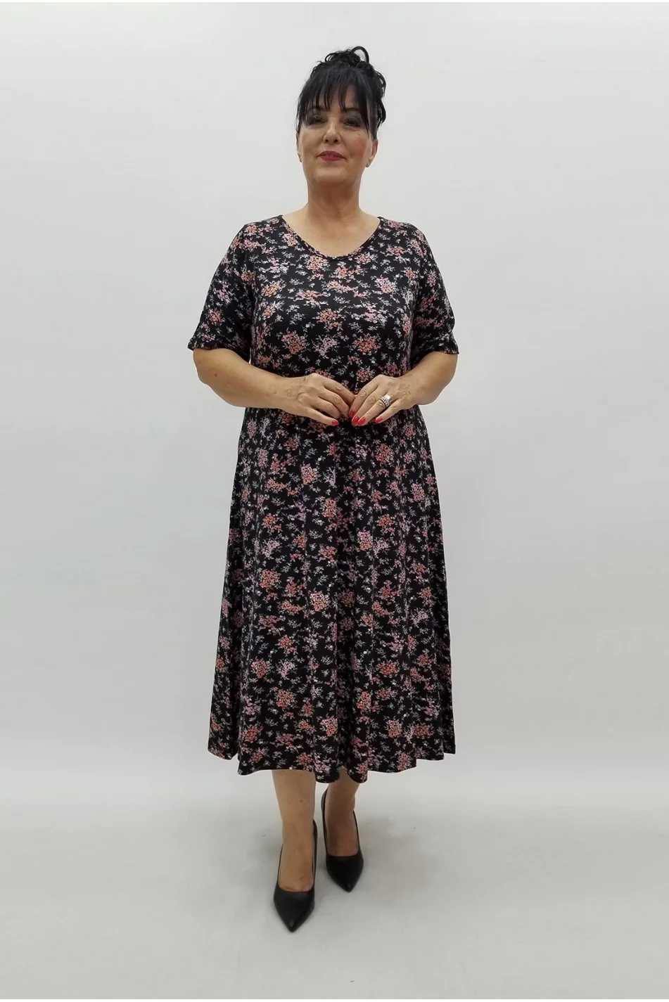 Miraggio Büyük Beden Elbise 99922 SİYAHÇİÇEKLİ