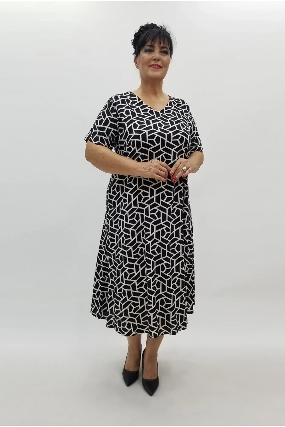 Miraggio Büyük Beden Elbise 99929 SİYAH/BEYAZ