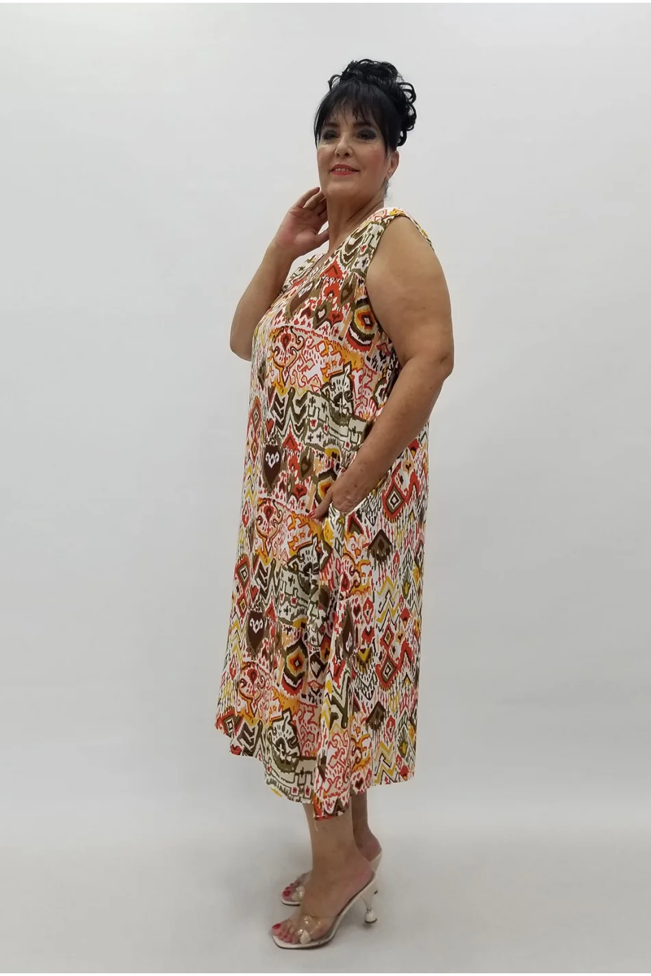 Miraggio Büyük Beden Elbise 99930 BEYAZ/HARDAL