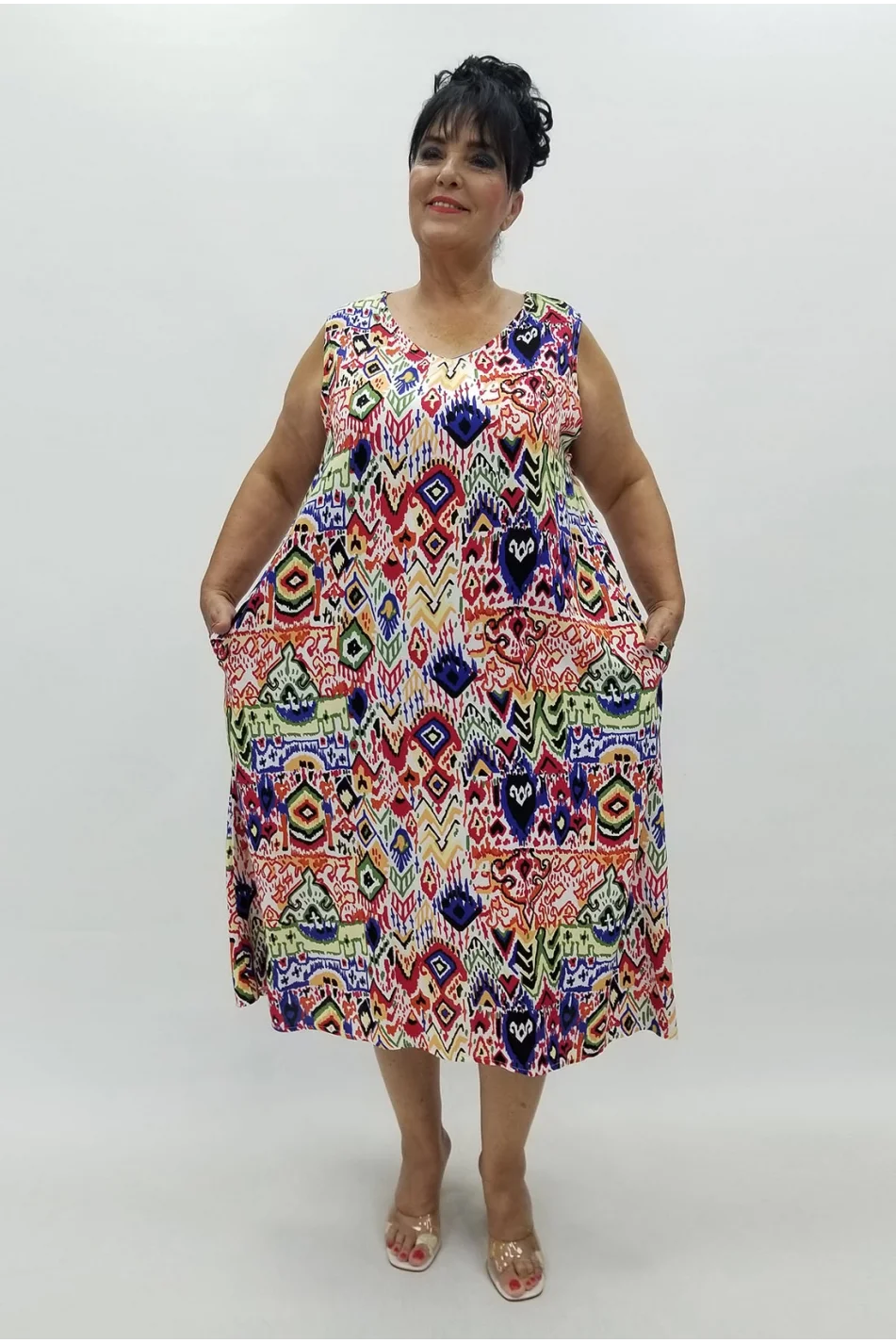 Miraggio Büyük Beden Elbise 99930 LACİ/BEYAZ