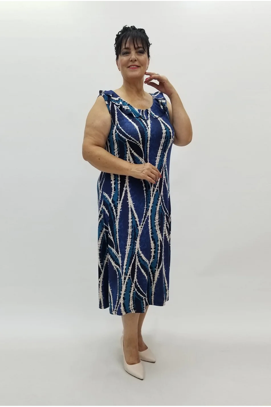 Miraggio Büyük Beden Elbise 99935 MAVİ