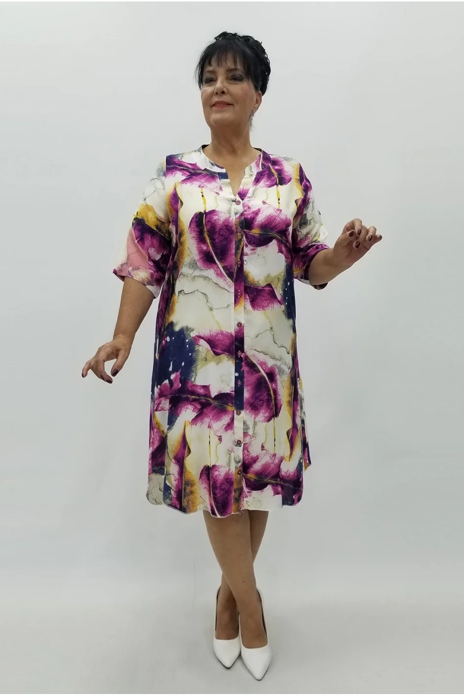 Miraggio Büyük Beden Elbise 99955 FUŞYA