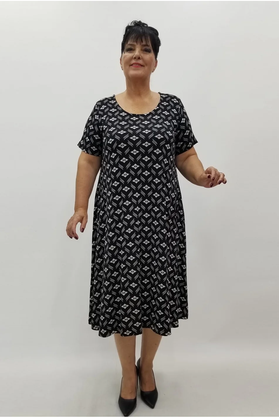 Miraggio Büyük Beden Elbise 99957 SİYAH/BEYAZ