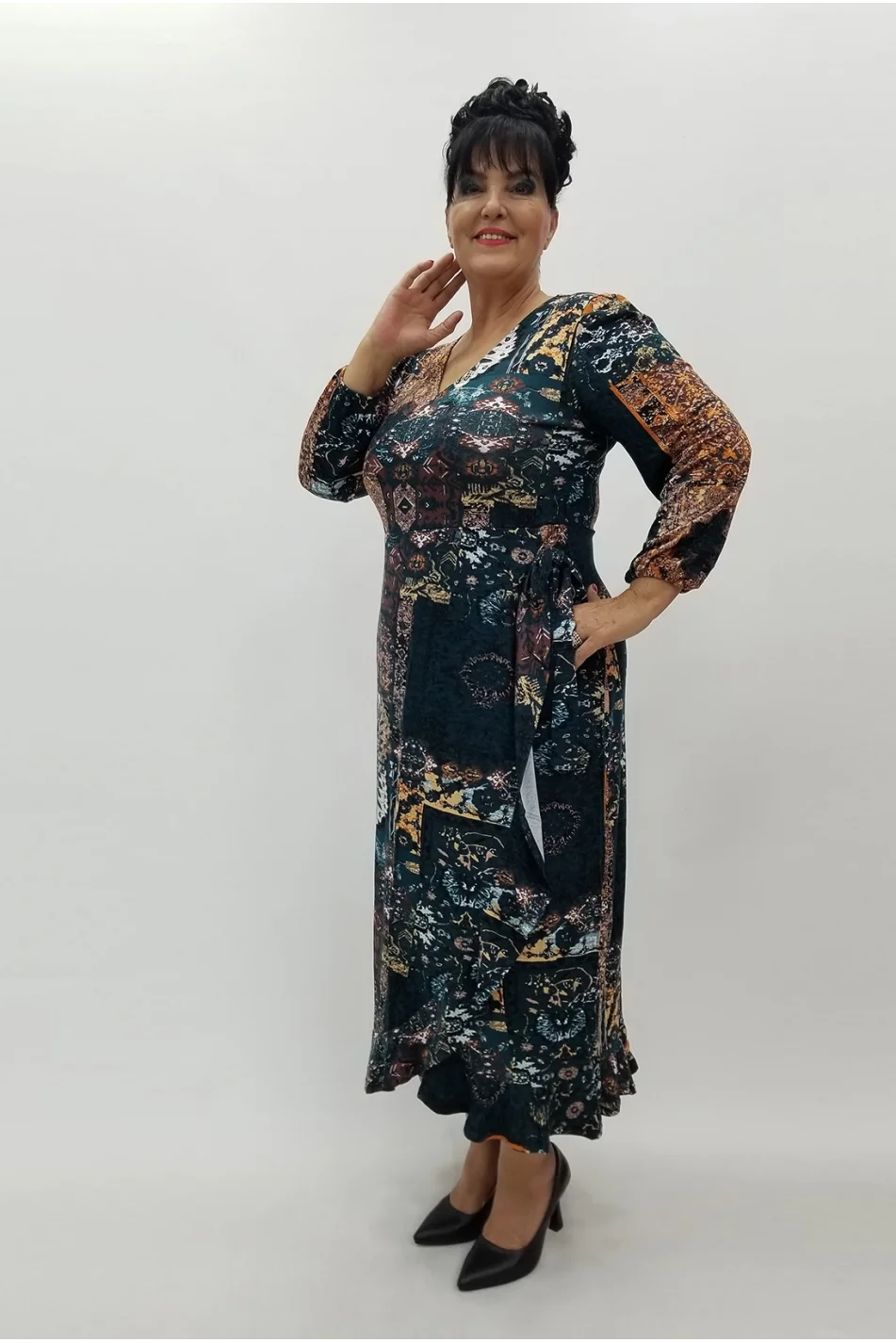 Miraggio Büyük Beden Elbise 99982 PETROL