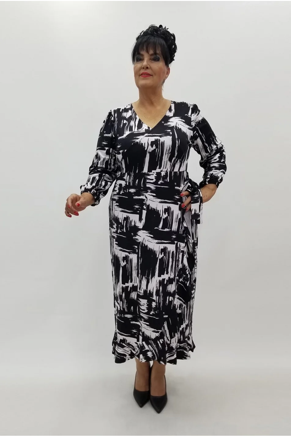 Miraggio Büyük Beden Elbise 99982 SİYAH/BEYAZ