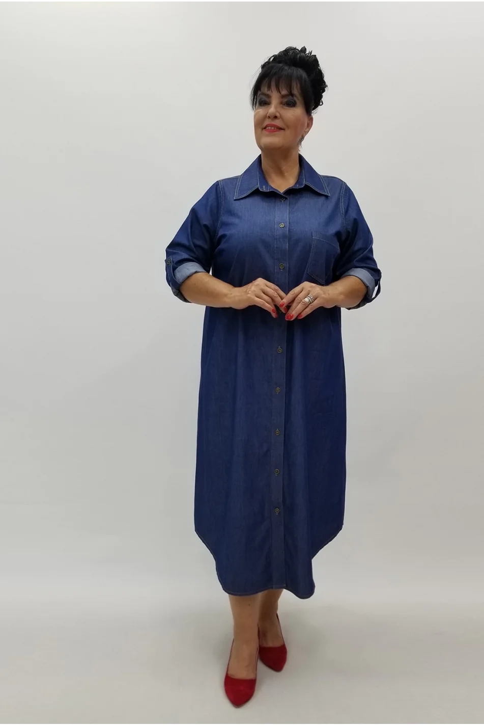 Miraggio Büyük Beden Elbise 99983 KOT MAVİ