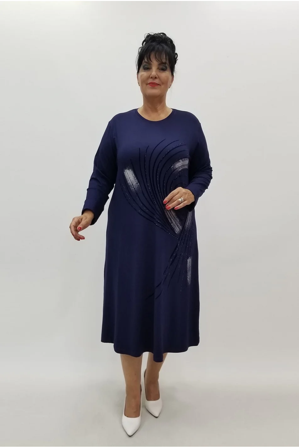 Miraggio Büyük Beden Elbise 99987 LACİVERT