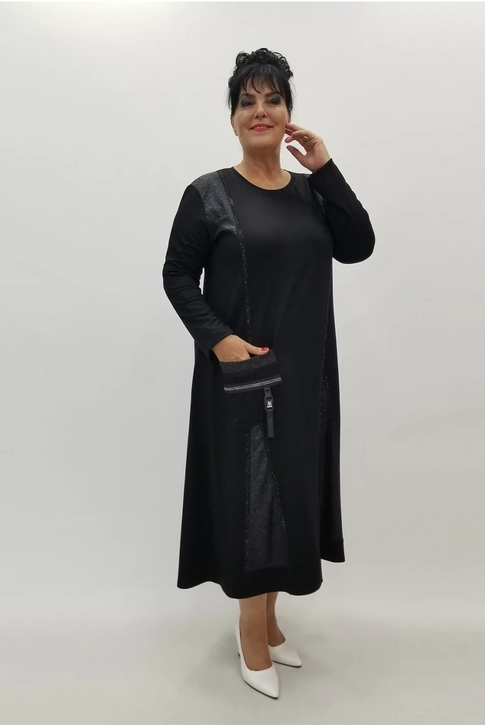 Miraggio Büyük Beden Elbise 99988 SİYAH