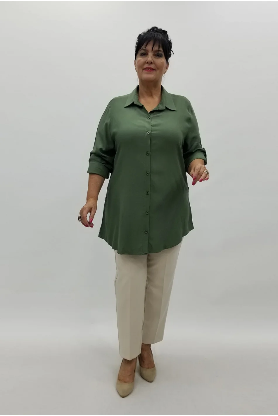 Miraggio Büyük Beden Gömlek 90242 HAKİ