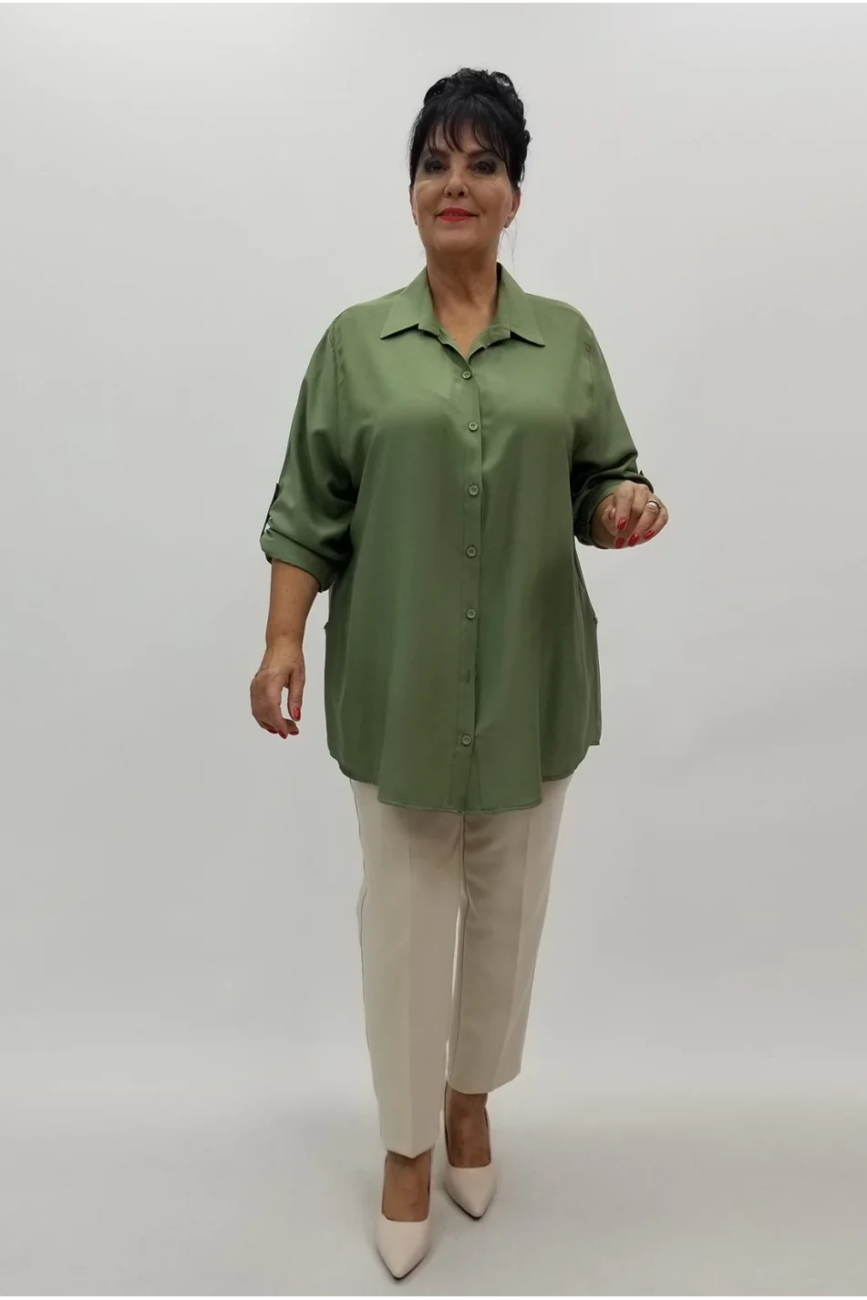 Miraggio Büyük Beden Gömlek 90242 KOYU YEŞİL