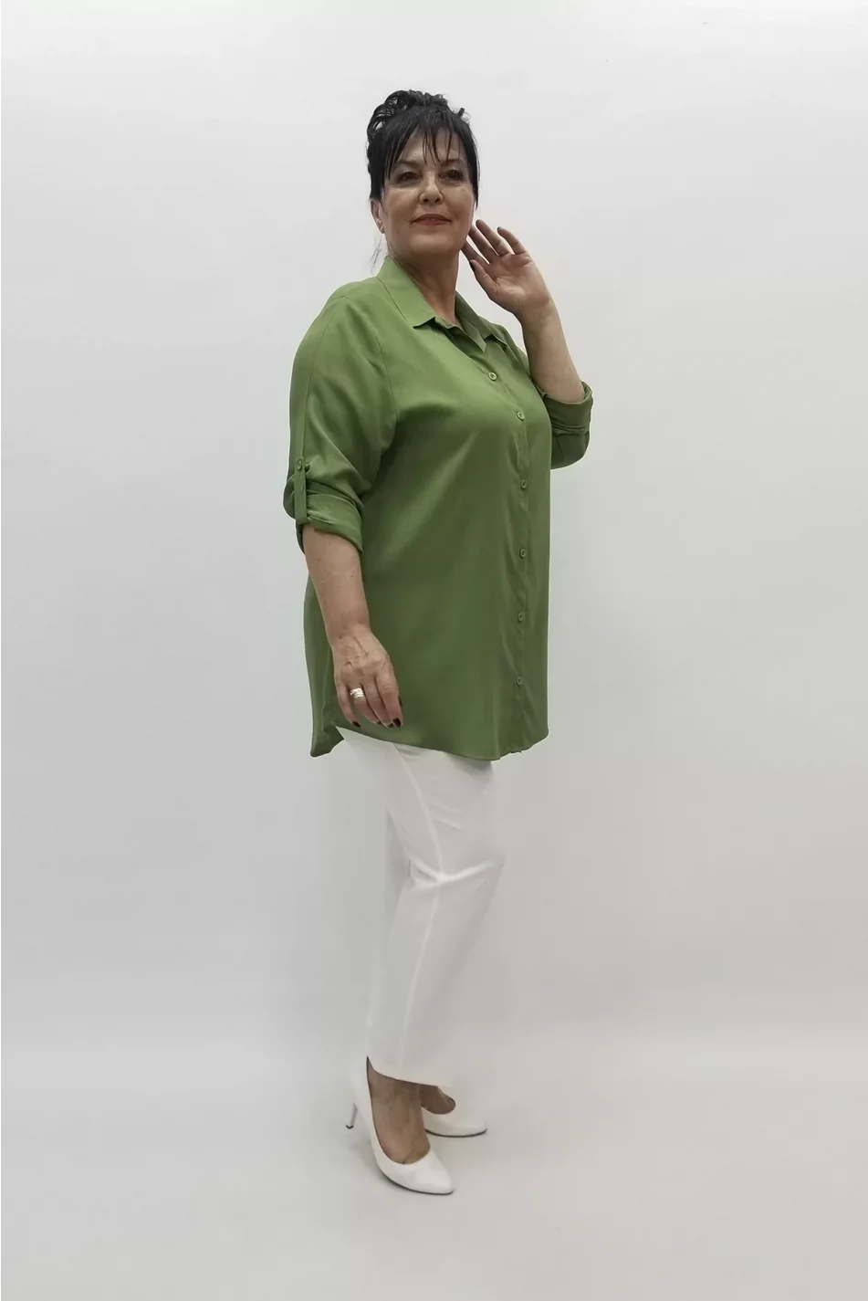 Miraggio Büyük Beden Gömlek 90242 YEŞİL