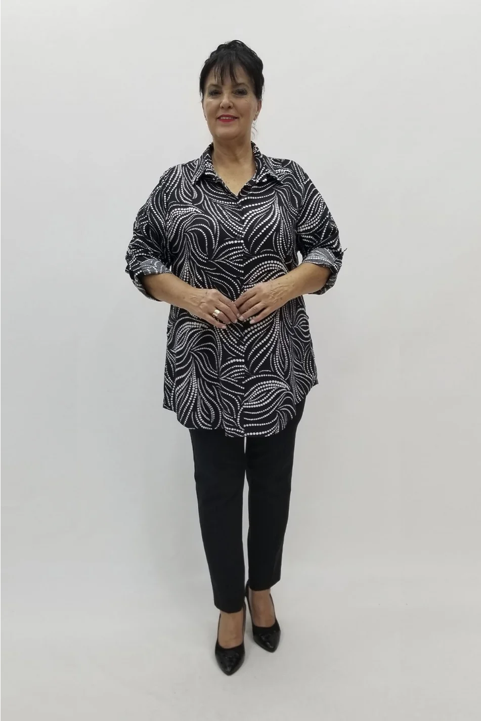 Miraggio Büyük Beden Gömlek 98085 SİYAH/BEYAZ