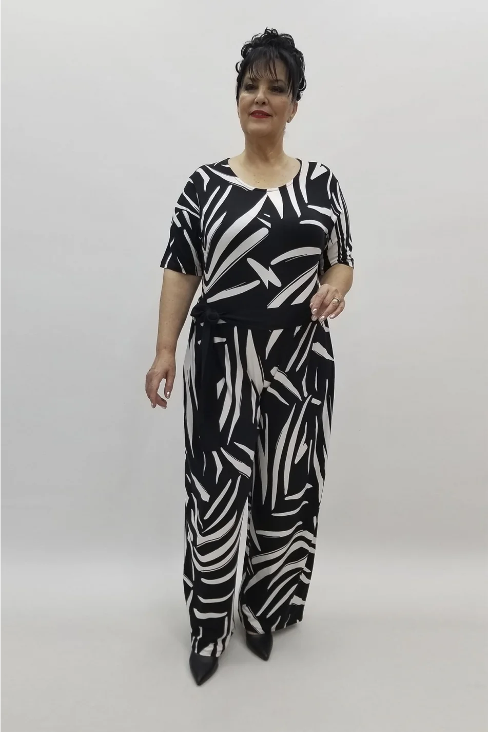 Miraggio Büyük Beden Tulum 98508 SİYAH/BEYAZ