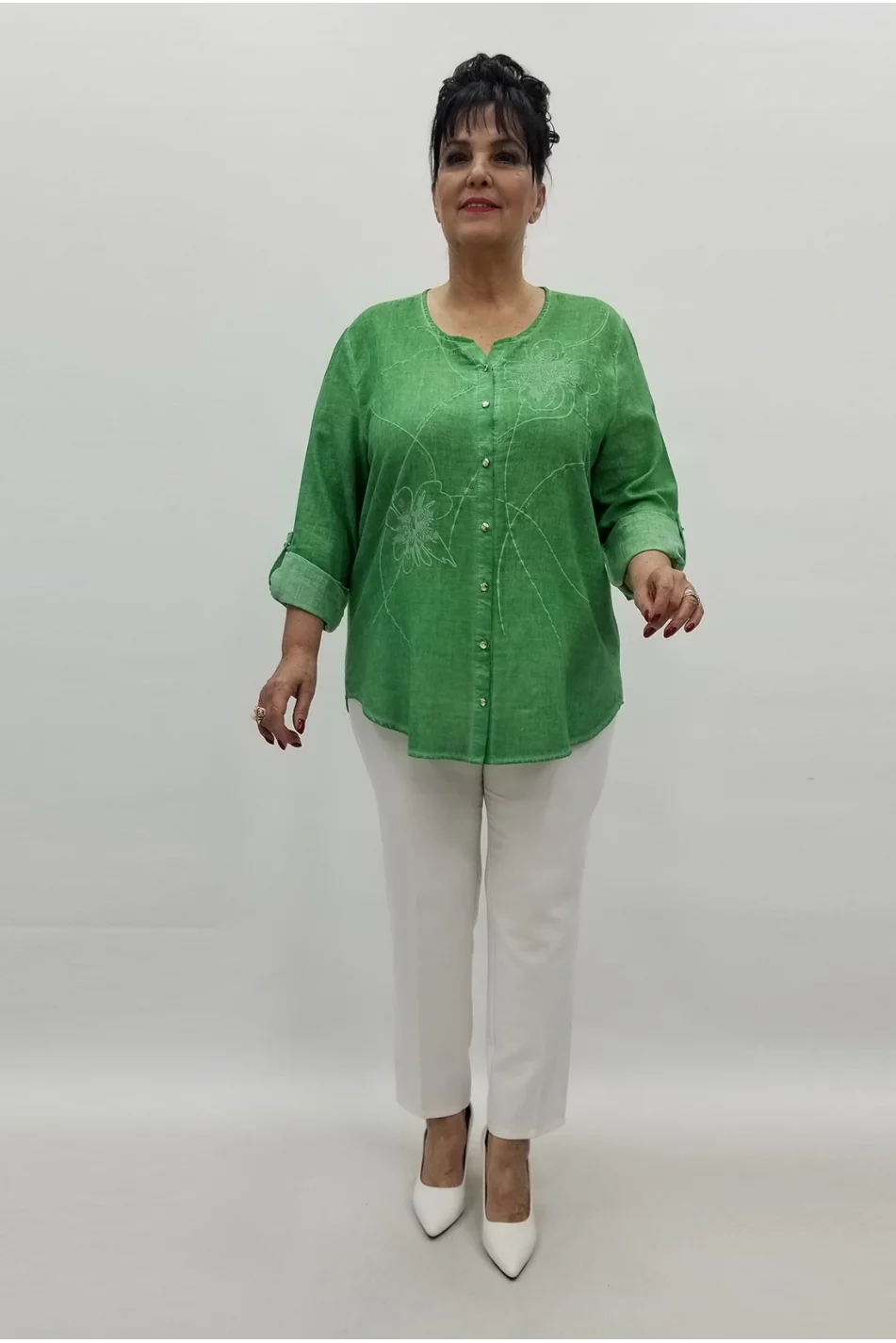Miraggio Büyük Beden Gömlek 98786 YEŞİL