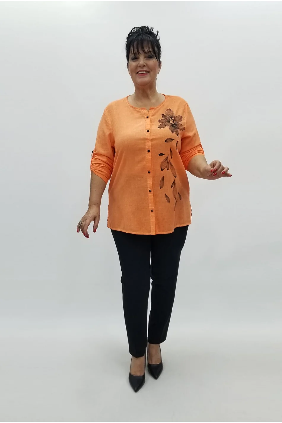 Miraggio Büyük Beden Gömlek 98855 ORANJ