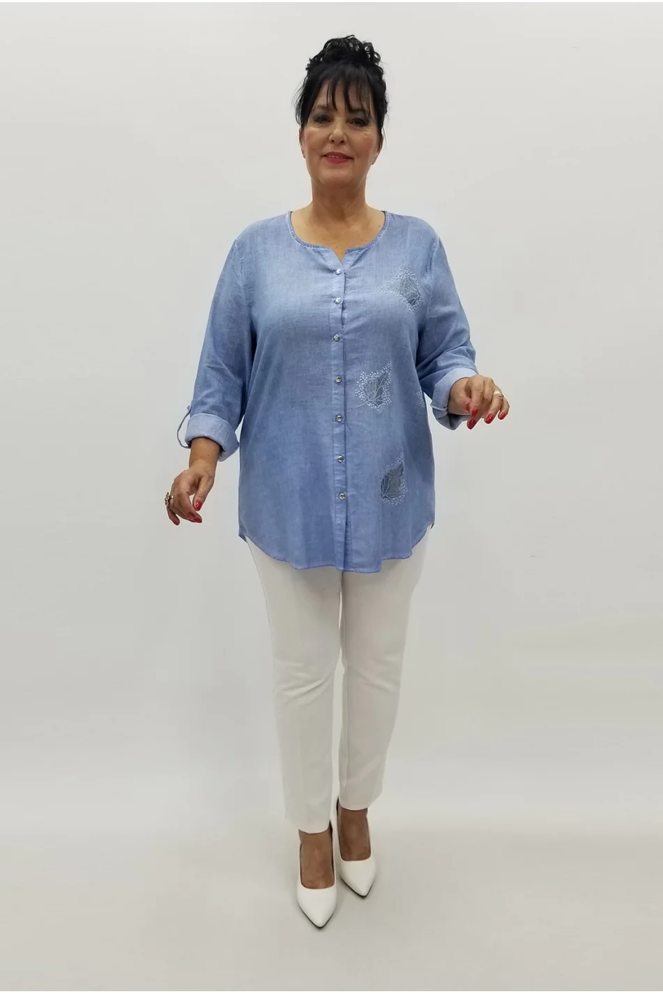 Miraggio Büyük Beden Gömlek 98857 MAVİ