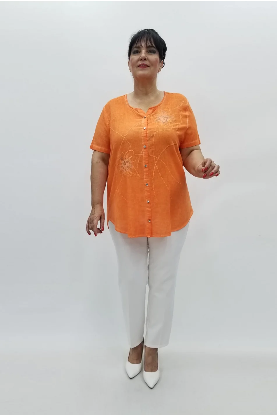 Miraggio Büyük Beden Gömlek 98962 ORANJ