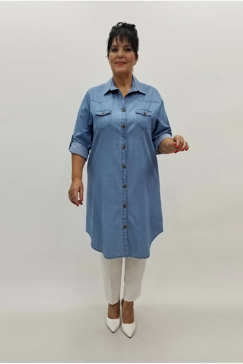 Miraggio Büyük Beden Gömlek 98979 A-MAVİ