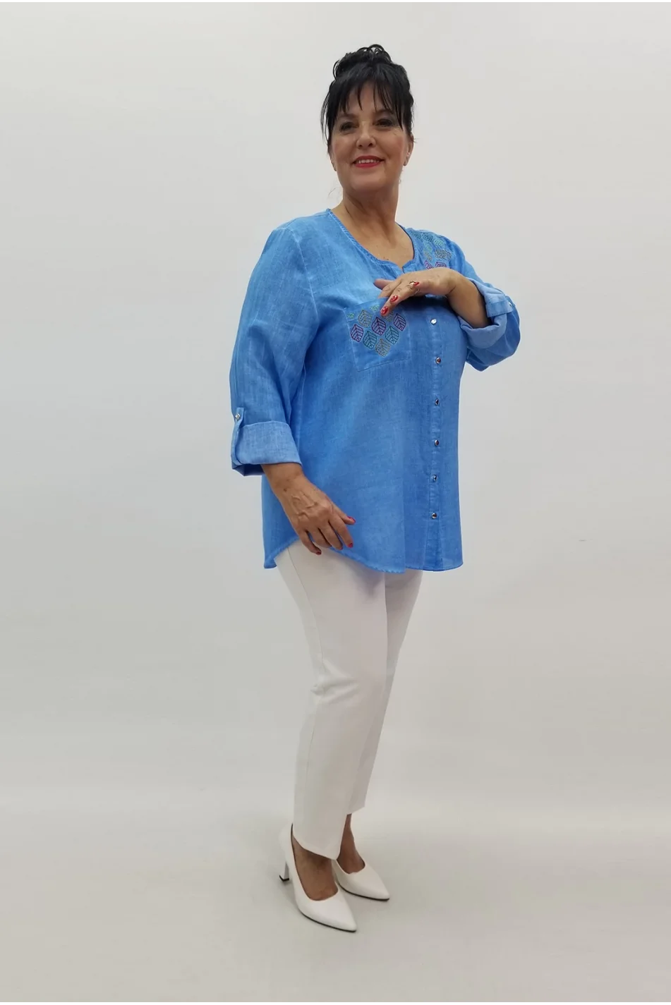 Miraggio Büyük Beden Gömlek 99045 MAVİ