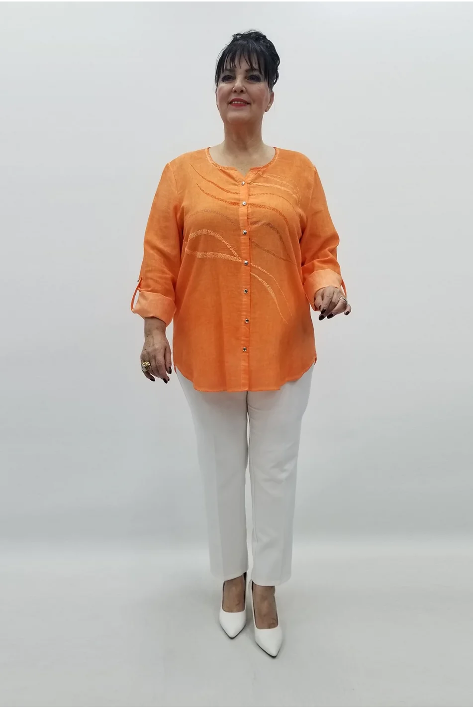 Miraggio Büyük Beden Gömlek 99065 TURUNCU