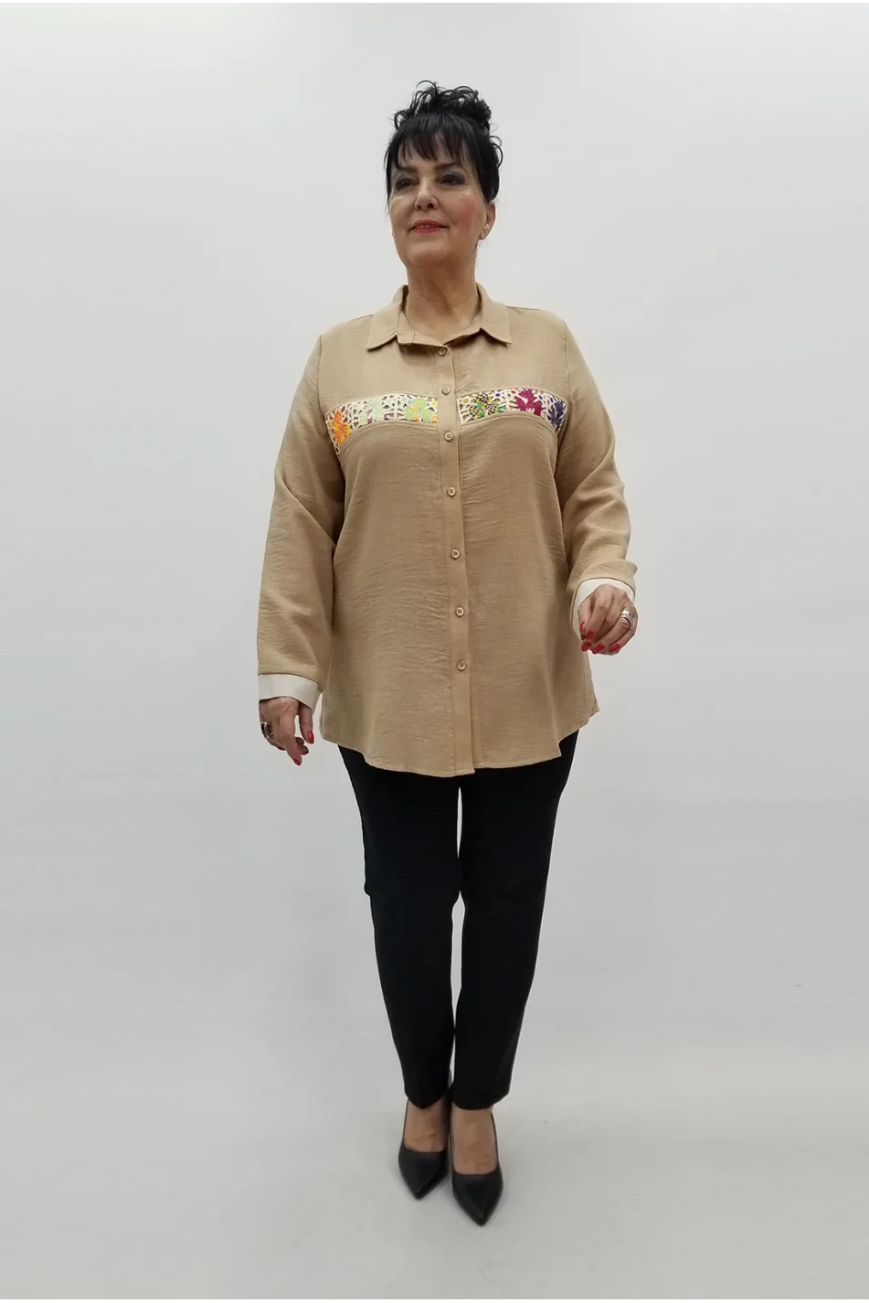 Miraggio Büyük Beden Gömlek 99183 BEJ