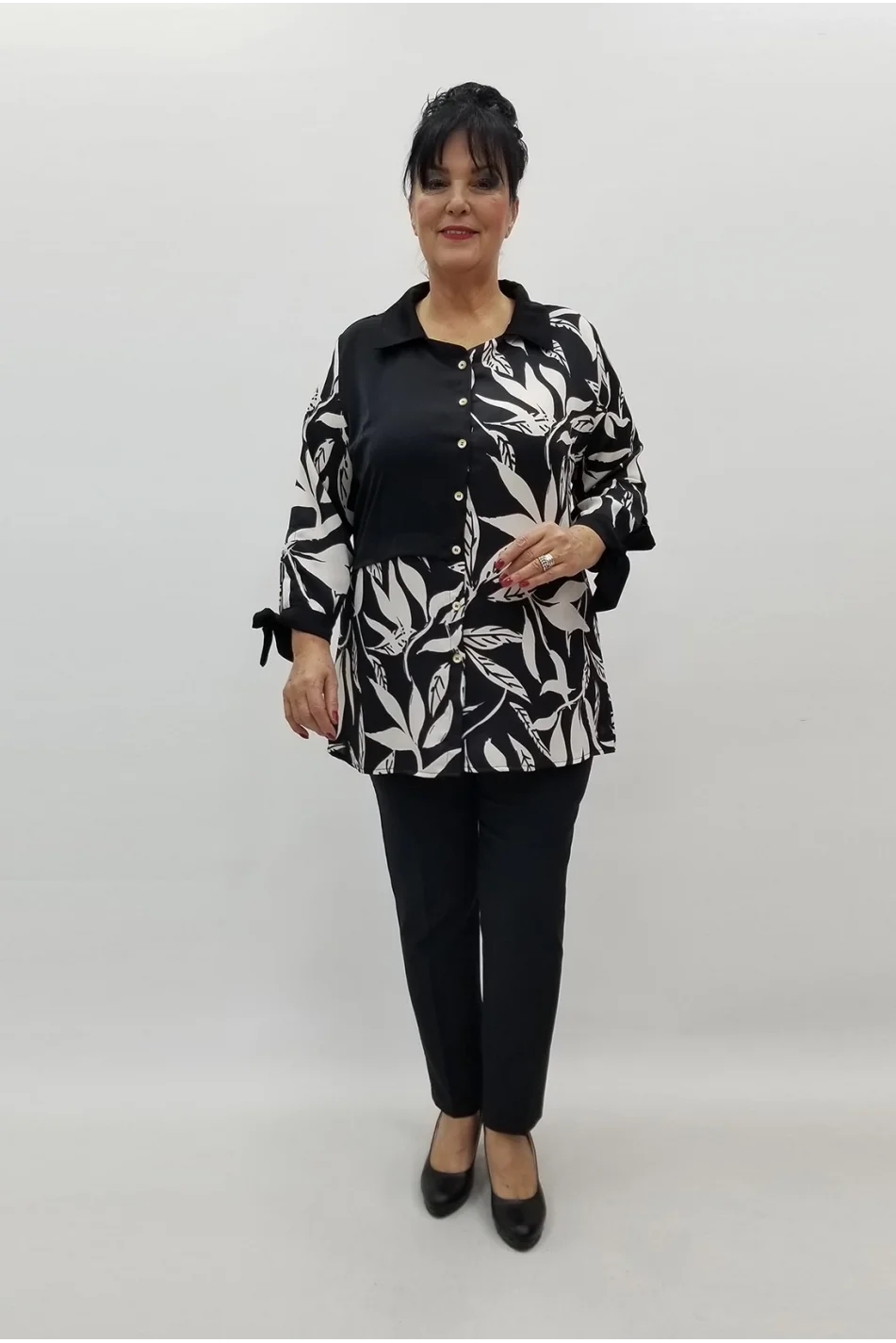 Miraggio Büyük Beden Gömlek 99209 SİYAH/BEYAZ