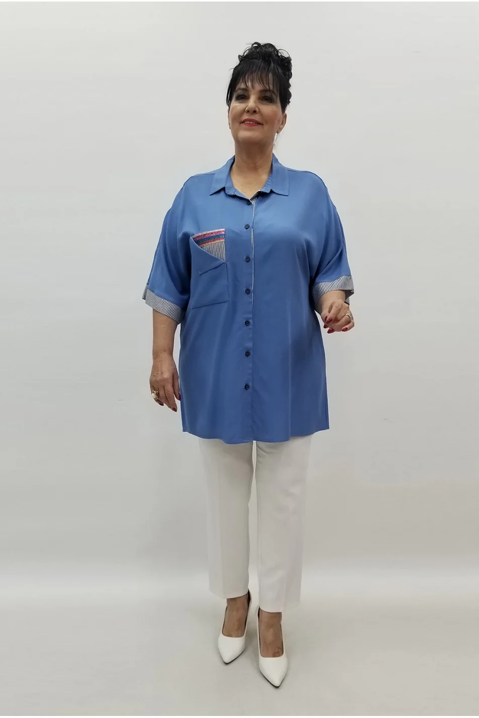 Miraggio Büyük Beden Gömlek 99252 MAVİ