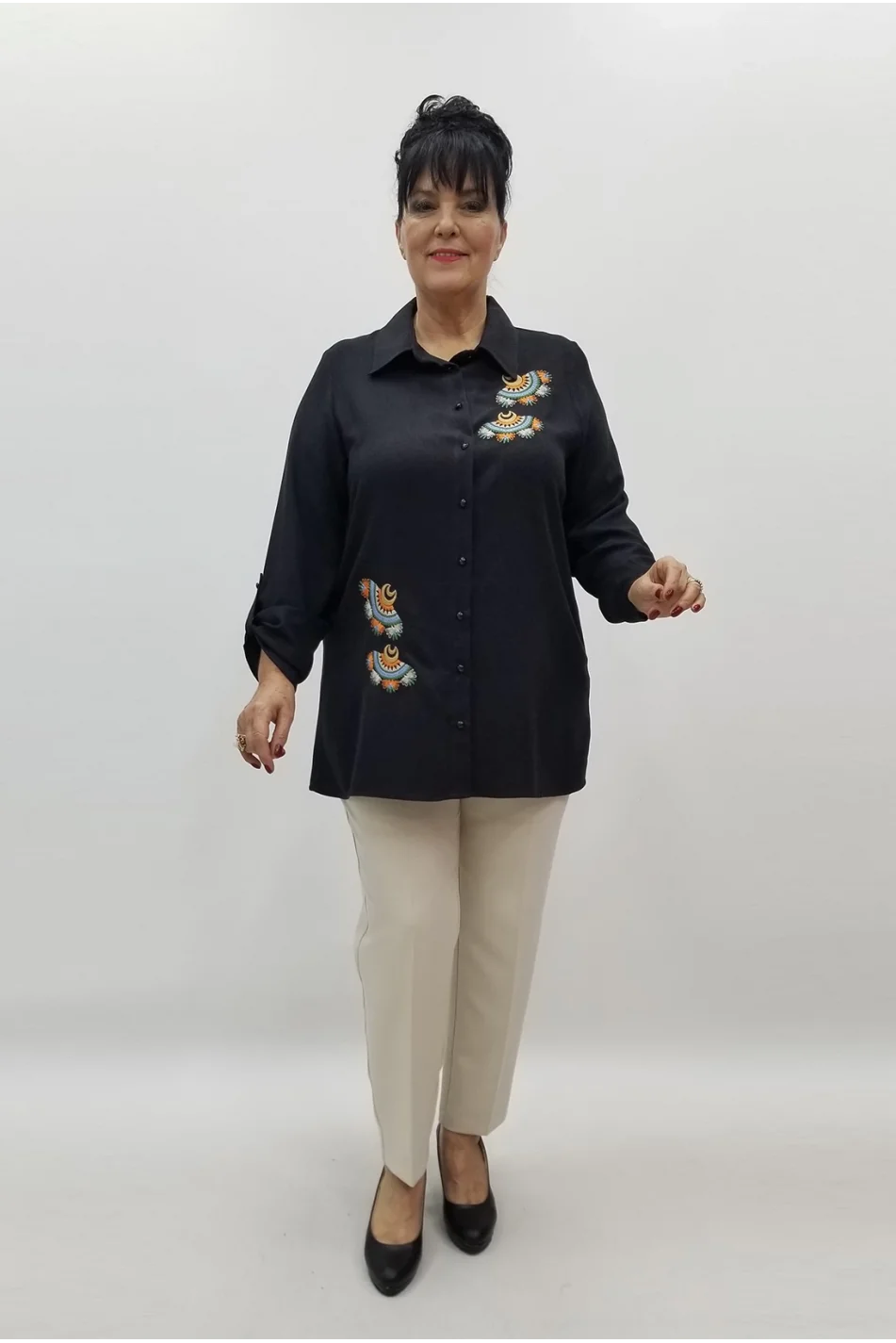 Miraggio Büyük Beden Gömlek 99377 FÜME