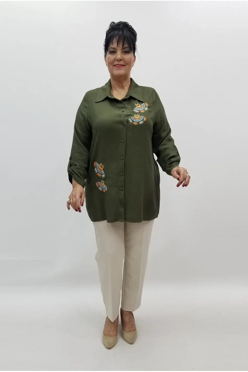 Miraggio Büyük Beden Gömlek 99377 HAKİ