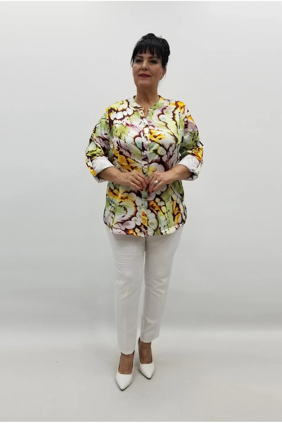 Miraggio Büyük Beden Gömlek 99462 FISTIK YEŞİL