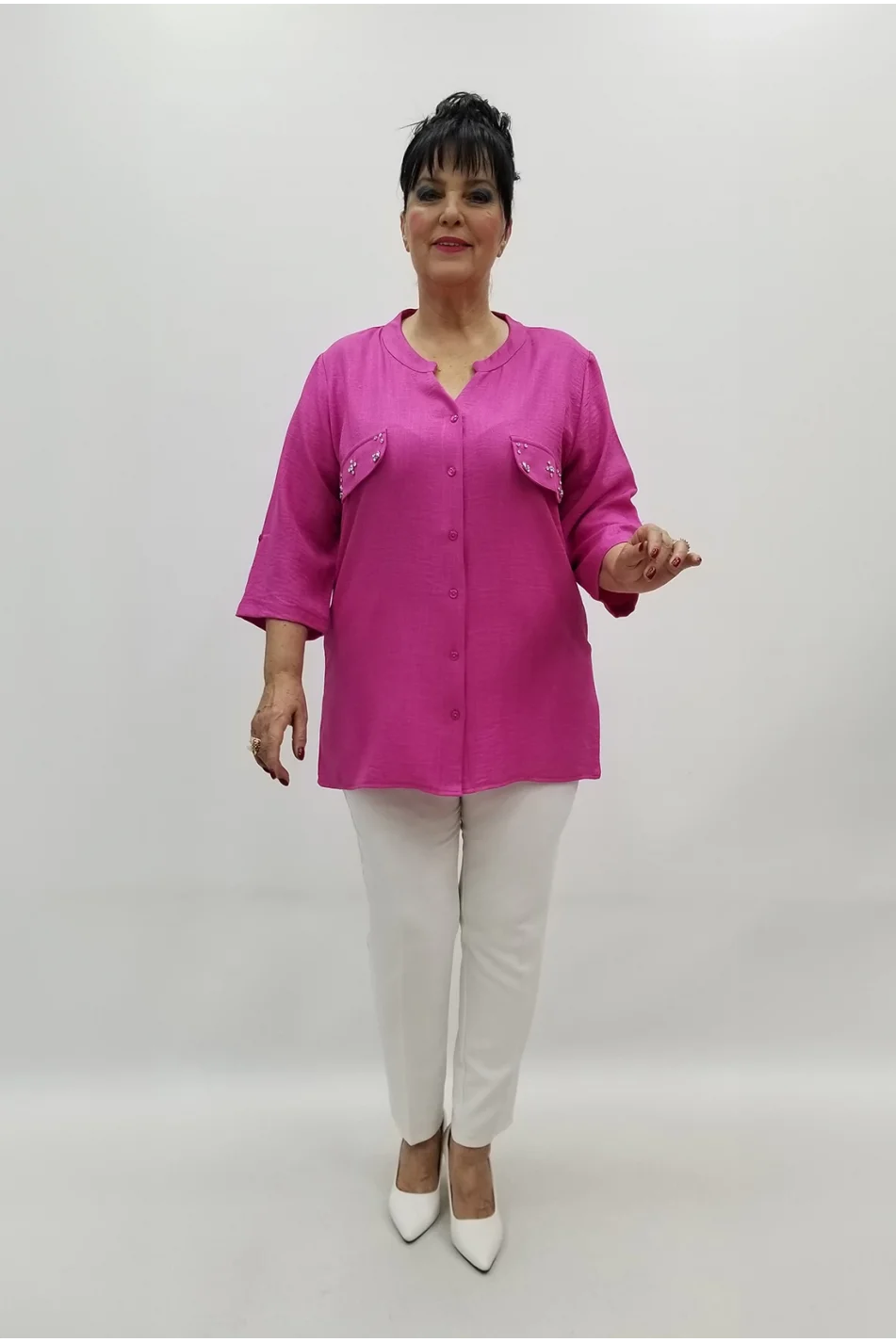 Miraggio Büyük Beden Gömlek 99504 FUŞYA